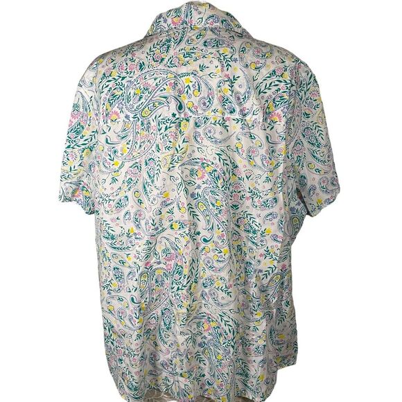 Laura Scott Women's Button up Paisley Floral shirt short sleeve, Plus Size 3X - Picture 3 of 6